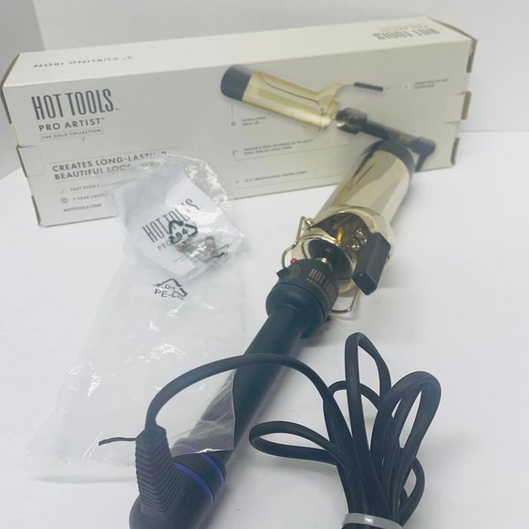 Curling Iron Hot Tools Pro Artist Black Gold 24K Gold Collection Corded 2 Inch~ - Picture 5 of 7